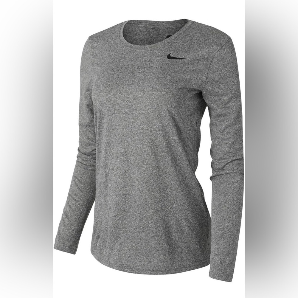 Nike Gray Heather Long-Sleeve Performance Top